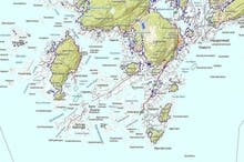 Sånn var dei marine grensa i Os etter førre istid, for cirka 8500 år sidan. (Kart: NGU.no)