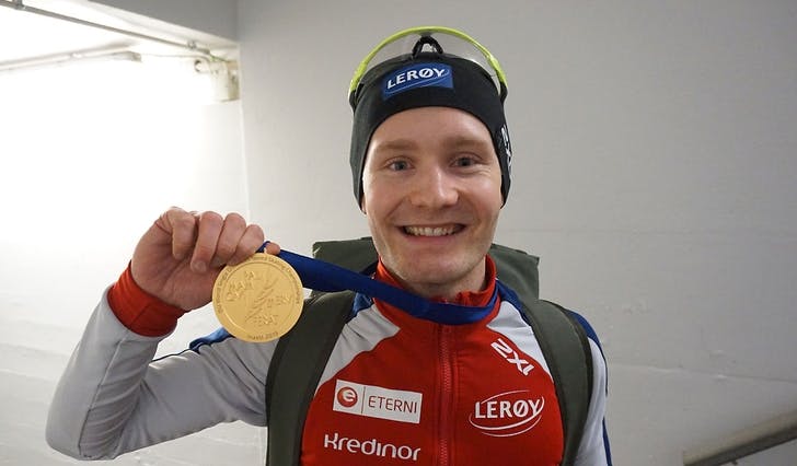 Sverre etter gull på 5000 meter i VM enkeltdistansar i 2019. (Foto: Kjetil Osablod Grønvigh)