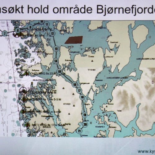 Også offshore-næringa har interesser i Langenuen og Bjørnafjorden. Sleperute frå Langenuen til Nordsjøen. (Kystverket)