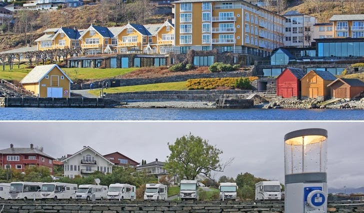 Kommunen si bubilparkering hadde besøksrekord i sommar. No ser hotella i Noreg, som Solstrand, også ut til å vera tilbake på sporet. (Foto: Kjetil Vasby Bruarøy) 