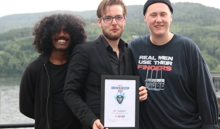 Jeroshan Daniel Alexander, Hans-Marius Johnsen og Sigmund Vestrheim spelte og vann Union Bluescup på Notodden (foto: Norsk Bluesunion)